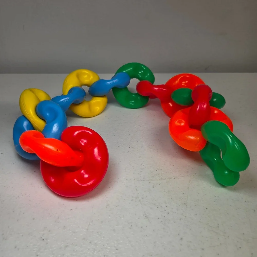 Vintage Fisher Price‎ Plastic Chain Links Toy Primary Colors 14 Pieces